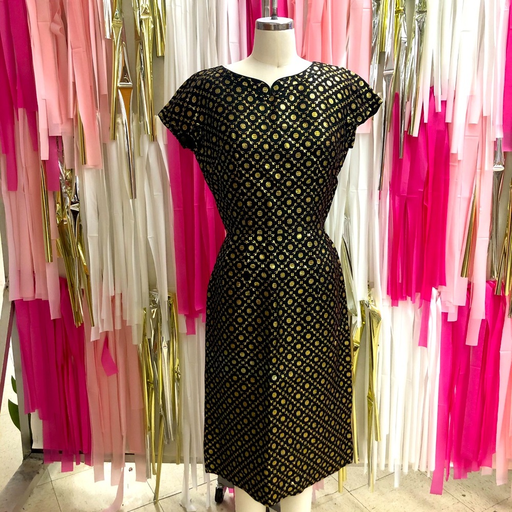 Vintage 60s Oriental Print Wiggle Dress